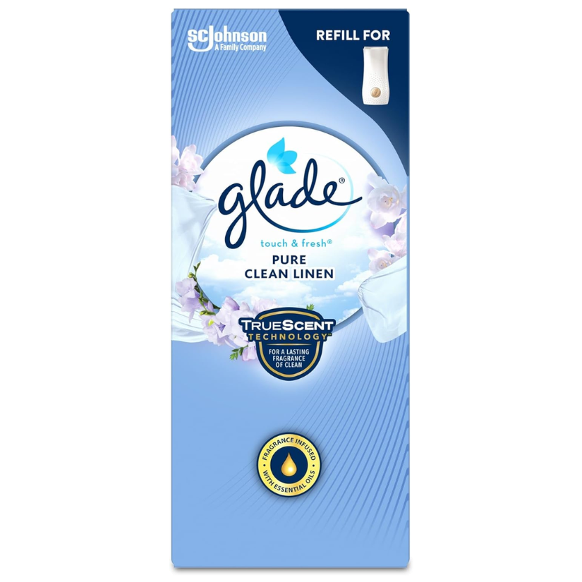  Glade Touch & Fresh Air Freshener Refill Clean Linen Pack of 12 (12 x 10ml)
